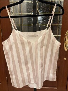 Anthropologie bishop + young Blush and White Striped Spaghetti Strap Cami